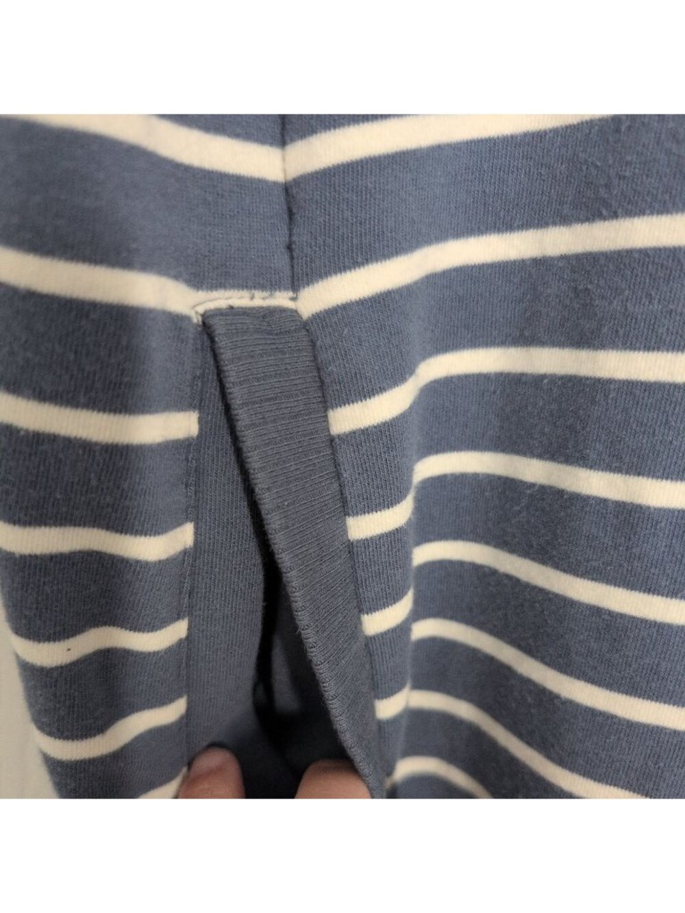 LL Bean Stripe Sweatshirt Dress Womens Size Large Blue 3/4 Sleeves Outdoor Casua - Picture 4 of 8